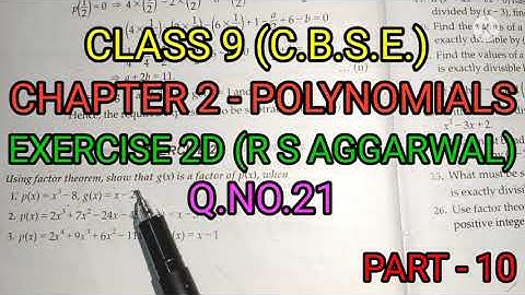 Class 9 | Math | Polynomials | Ex 2D | Q No 21 | R S Aggarwal | CBSE | Samriddho Classes