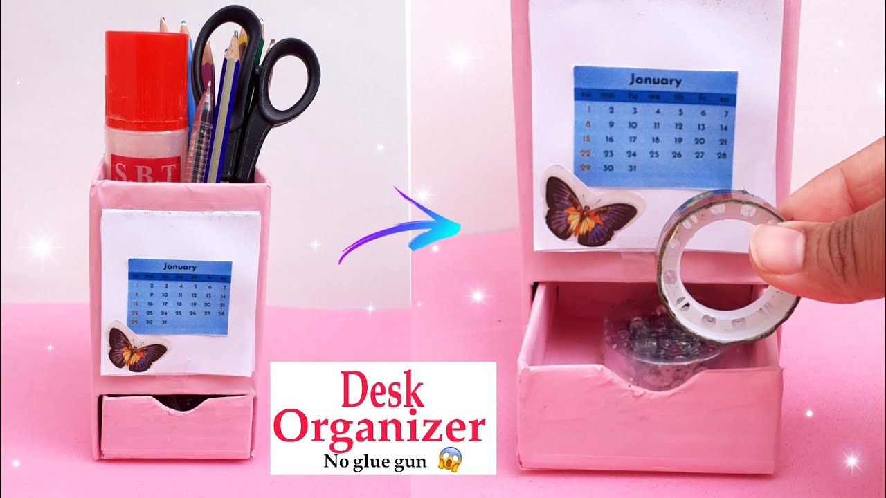 diy pen holder homemade pen holder with cardboard desk organizer ideas YouTube