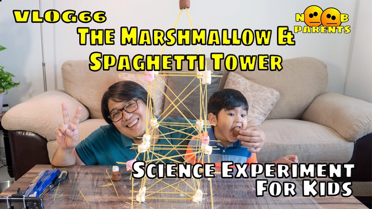 SCIENCE EXPERIMENT for KIDS The Marshmallow & Spaghetti Tower Vlog