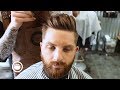 Textured Pomp With Side Part and Maintenance Beard Trim