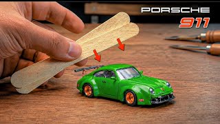 Turning Wooden Sticks Into a Realistic Porsche! (The Result is Insane)