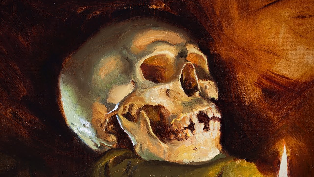 ⁣Skull Oil Painting ???? Still Life from Start to Finish