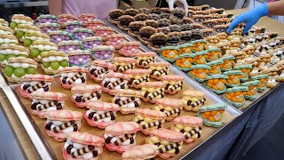 making various kinds of macarons (seashell, fruit, thick) TOP3  korean street food