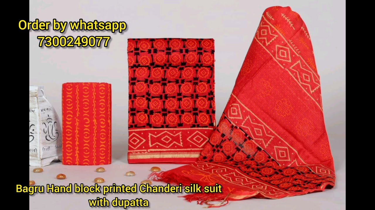 Buy Authentic Chanderi Silk Block Printed Suits Online - Elegant & Affordable!