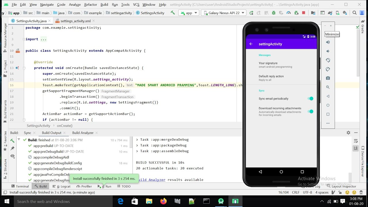 how to create settingActivity in android studio|| setting activity in android  studio? - YouTube