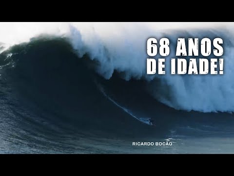 INCRÍVEL! Aos 68 anos ele surfou #Nazaré gigante! Ricardo Bocão #Portugal #Histórico #Impressionante