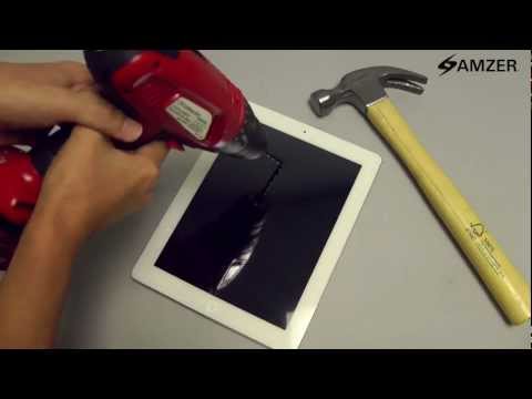 Amzer® ShatterProof Screen Protector Drill & Hammer Test iPad 2