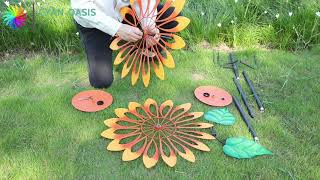 Video of installation | Lifelike Sunflower Wind Spinner