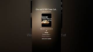 Give and It Will Come Luke 6 38