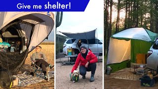 Give me shelter! Under $100 shade setups for SUV camping: SportzCove, tarp, and GeerTop awning