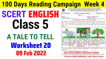 Class 5 English Week 4 Worksheet 20 | Class 5 Reading Campaign Week 4 (9/2/22)