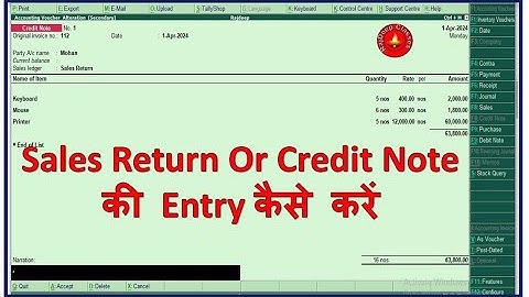 🔥 Sales Return Entry in Tally ERP 9 | Credit Note in tally erp 9 | sales return | #tally #tallyerp9