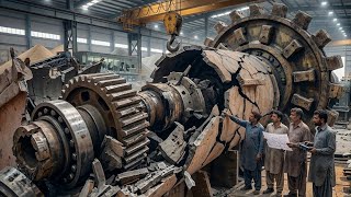 Giant Stone Crusher Hammer Shaft Split in Two | Full Rebuild & Bearing Replacement