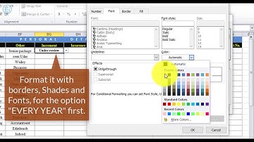 E i :Dropdown menu (part III) : Automated Salary Sheet. With conditional formatting, dropdown
