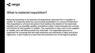 Material Requisition Explained