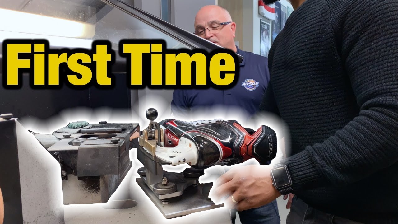 My first EVER time sharpening skates with NHL Gear Customiser Marco