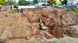 Hard Project Spending much time solve the road collapse muddy at bottom by Dozer D31 & Excavator