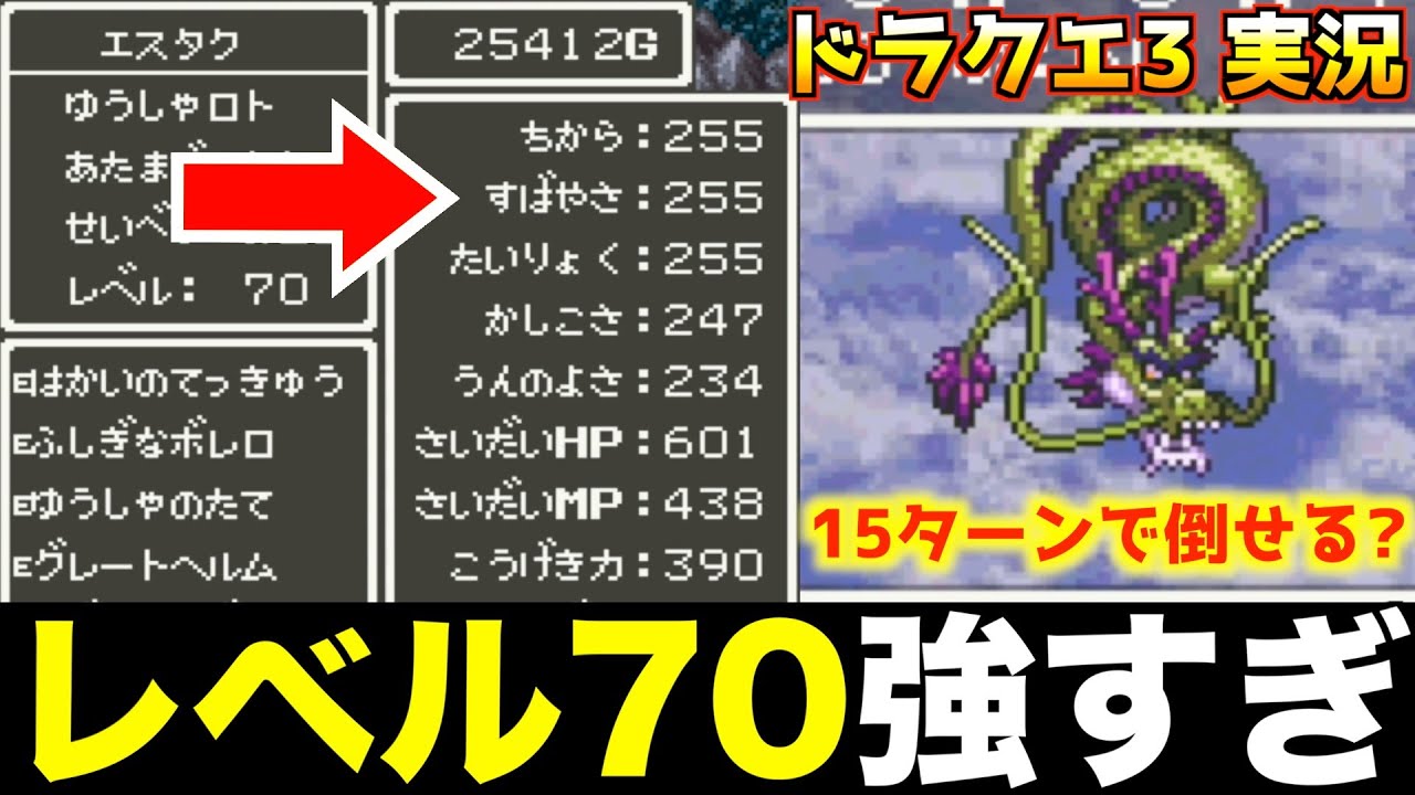レベル70で、しんりゅう15ターン撃破できる？【ドラクエ3 実況028】