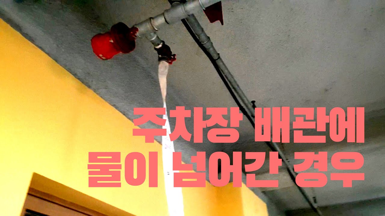 주차장  배관에 물이 넘어갔어요?