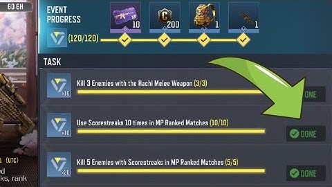 Call Of Duty Mobile Use Scorestreaks 10 times in MP Ranked Matches Task Complete