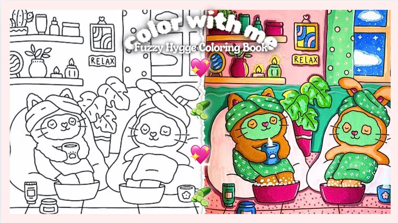 Color With Me 🥒 Fuzzy Hygge Coloring Book Tutorial | Cozy Coloring Vlog (ASMR)
