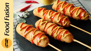 Korean Corn Dog \/Hot Dog - Famous Korean Street Food Recipe by Food Fusion