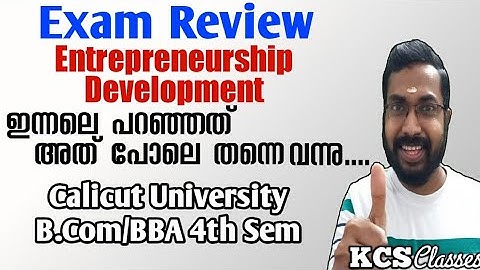 Exam Review|Entrepreneurship Development|Calicut University Bcom/BBA 4th Semester