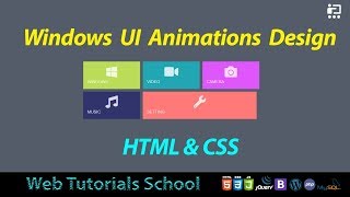 Windows Menu UI Animations Design using HTML & CSS | Web Tutorials School