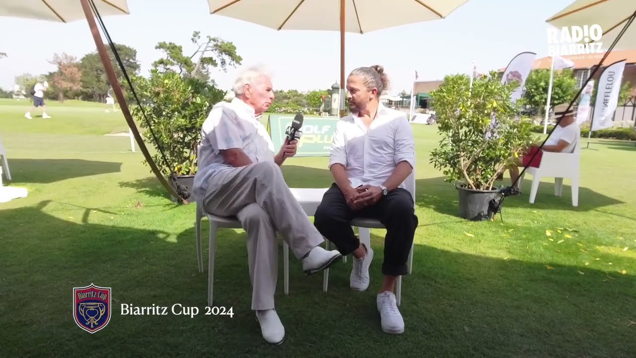 Biarritz Cup 2024 - Mike Lorenzo-Vera au micro de Gérard Piton