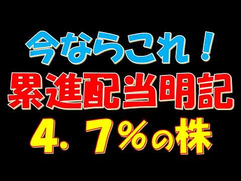 今ならこれ！累進配当を明記している配当利回り４．７％の株
