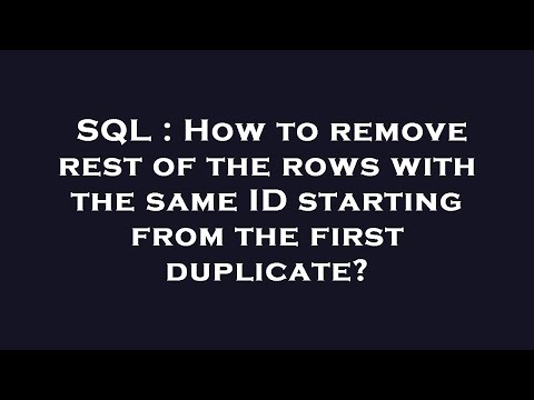 SQL : How to remove rest of the rows with the same ID starting from the first duplicate?