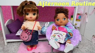 Baby Alive dolls Afternoon Routine feeding and changing and packing bag