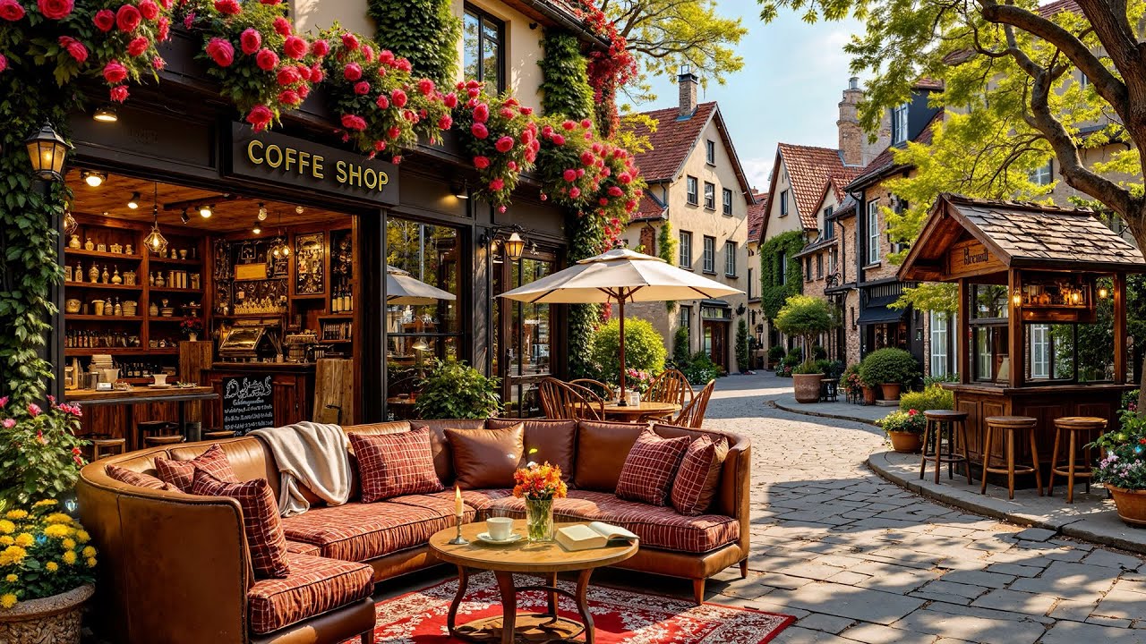 Street Coffee Shop Corner with Soothing Spring Jazz🌱🌸Mellow Jazz Music for Deep Focus🌼