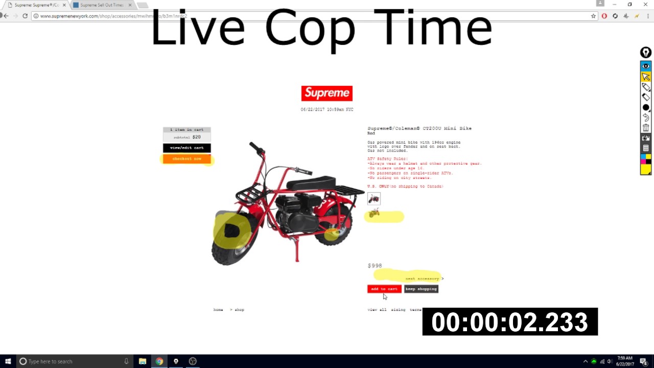 MANUAL W - Coleman Minibike Live Cop - Supreme Week 18 SS17 -
