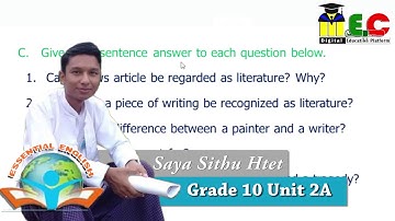 Grade 10 English Unit 2A