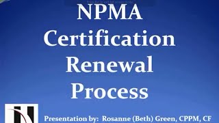 NPMA Certification Renewal Process