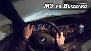 BMW M3 VS BLIZZARD  Snow Storm Night Drive (POV)