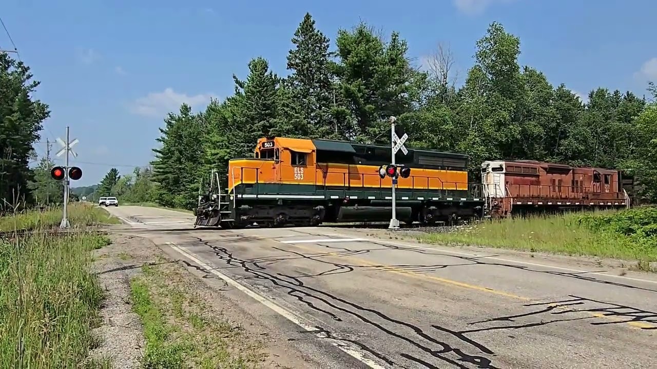 Logging Truck Ripped Up A Railroad Crossing, Plus A Mile Long 3 Locomotive Afternoon Train! #trains