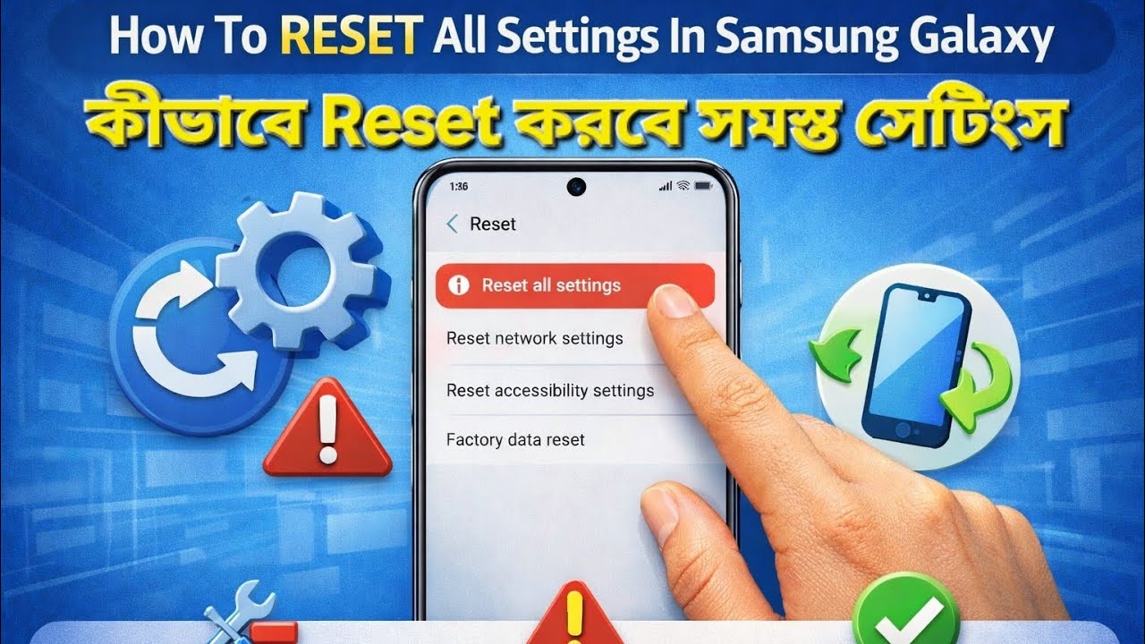 How To RESET All Settings In Samsung Galaxy / samsung মোবাইল রিসেট দেওয়ার নিয়ম / Tech With Younus