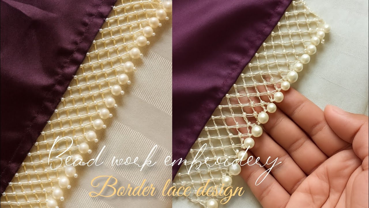 Bead work embroidery border lace design pattern✨/Beautiful bead work embroidery🪡#trending#embroidery