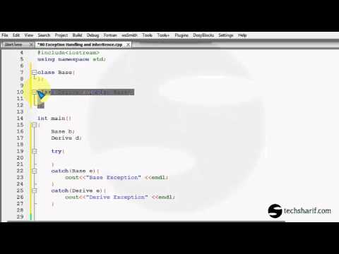 bangla c++ video tutorial 80 Exception Handling and inheritence