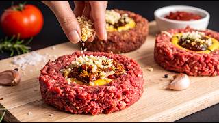 So saftig war Hackfleisch noch nie – gefüllt & als Burger gebacken!