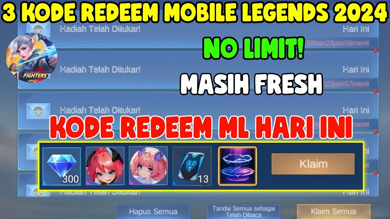 NO LIMIT 3 KODE REDEEM ML TERBARU KODE REDEEM MOBILE LEGENDS KODE ...