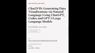 Chat2VIS: Generating Data Visualizations via Natural Language Using ChatGPT, Codex an... | RTCL.TV