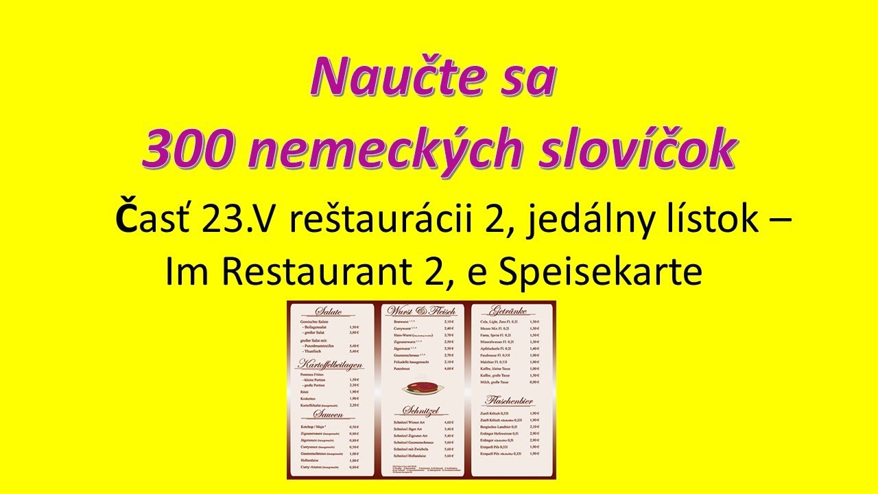 300 slovíčok 23. V reštaurácii 2 - im Restaurant 2