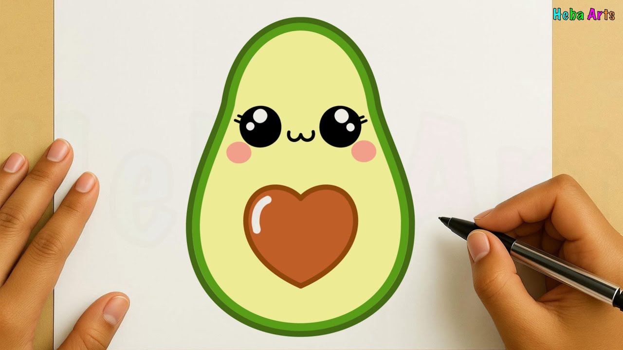 How to draw a cute Avocado easy step by step / Easy drawing / Drawing tutorial for beginners