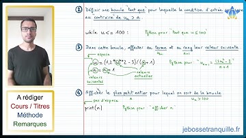 📝PDF | FICHE MÉTHODE | Déterminer le plus petit entier n avec un algorithme