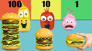 Mukbang Vs Larva In Real Life - 100 Layers Of Burger Challenge Funny Animation Asmr