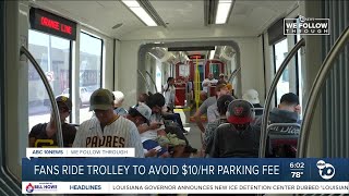 Padres fans turn to trolley as parking fees near Petco Park jump to $10 per hour