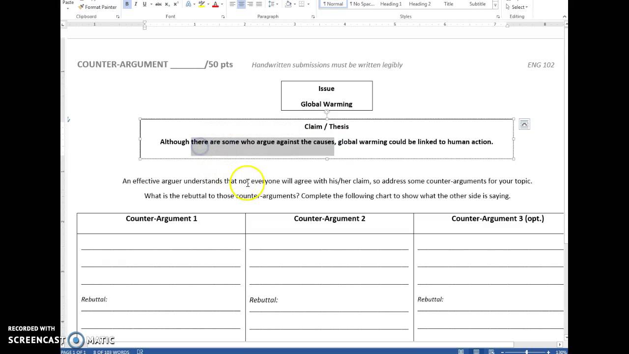 Counter Argument Assignment - YouTube